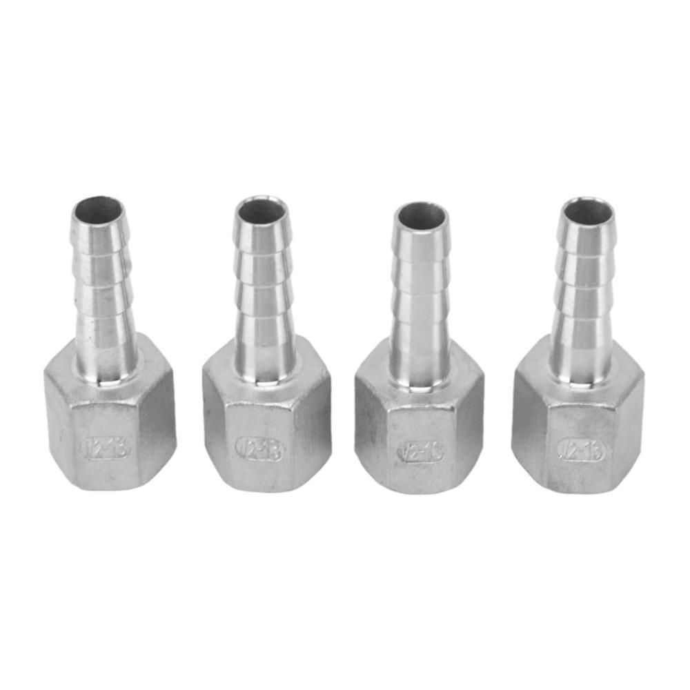 4pcs Stainless Steel Hose Barb Connector Hexagonal Pipe Fitting Coupler Home Brew Fitting