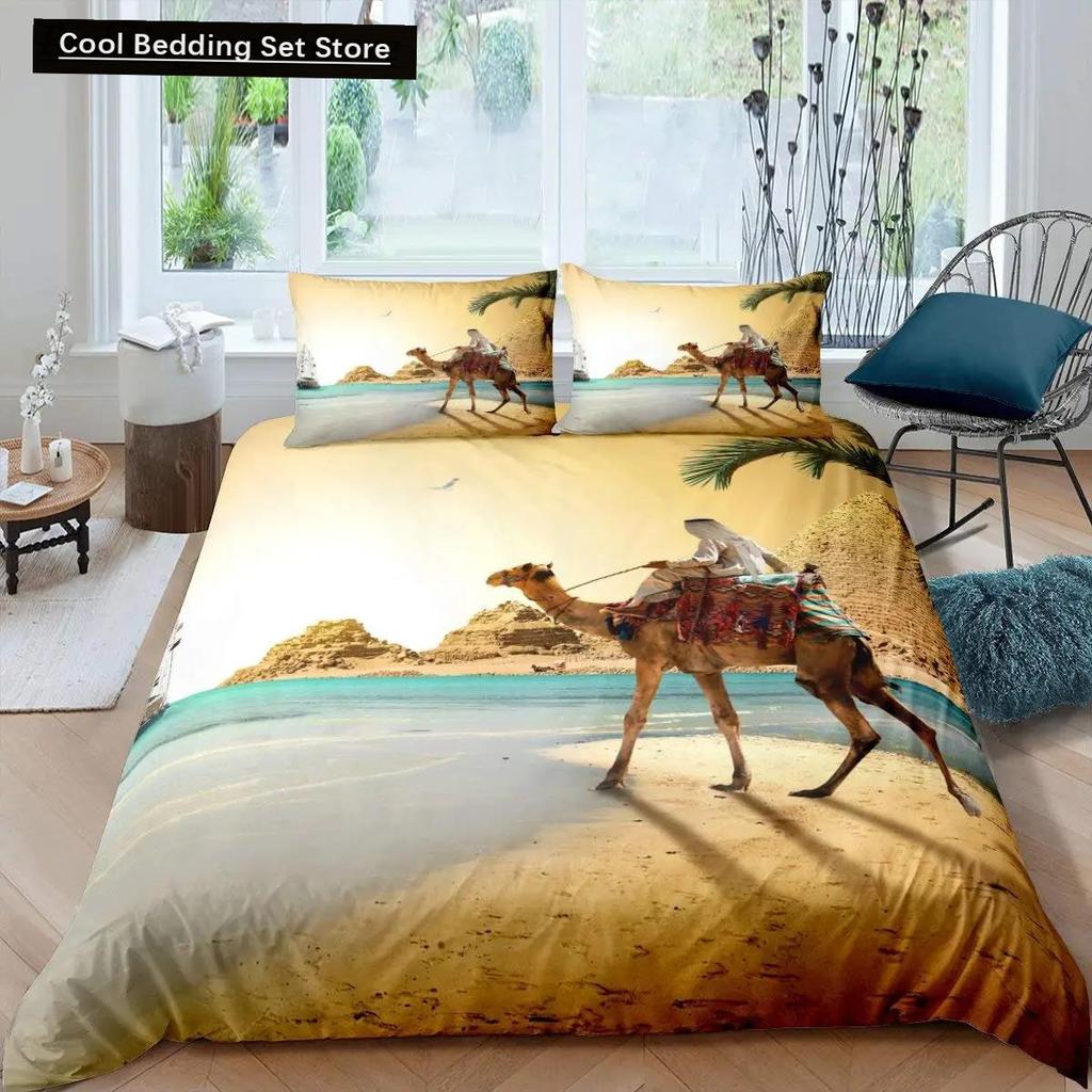 Comforter 3D Desert Camel King Queen Size Brown Animal Bedding Set Kids Teens Adults Cute Wildlife Soft Polyester