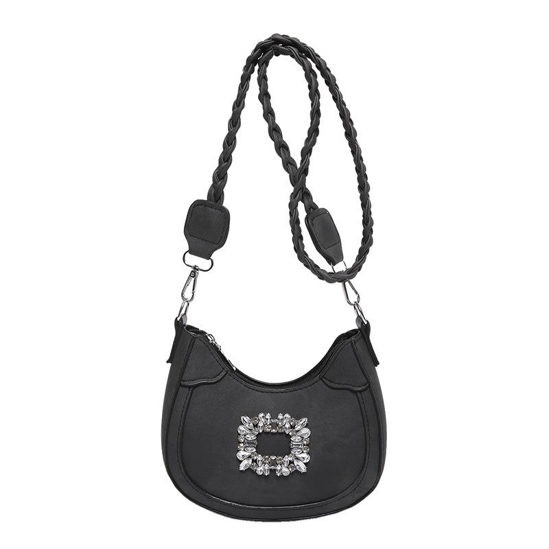 

Квадратный ромбовидный модный плетеный ремешок на плечо маленькая женская сумка 2024 весна-лето нишевый дизайн темперамент сумка-мессенджер женская сумка чёрный