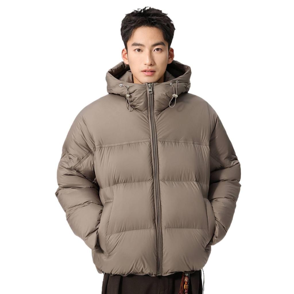 Men's Windproof Hooded White Duck Down Puffer Jacket - Thick, Warm, Casual Winter Outerwear
