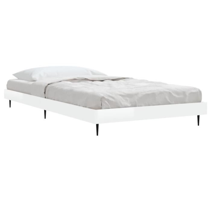 VidaXL Bed Frames White High Gloss 90x200 Cm Engineered Wood 832271