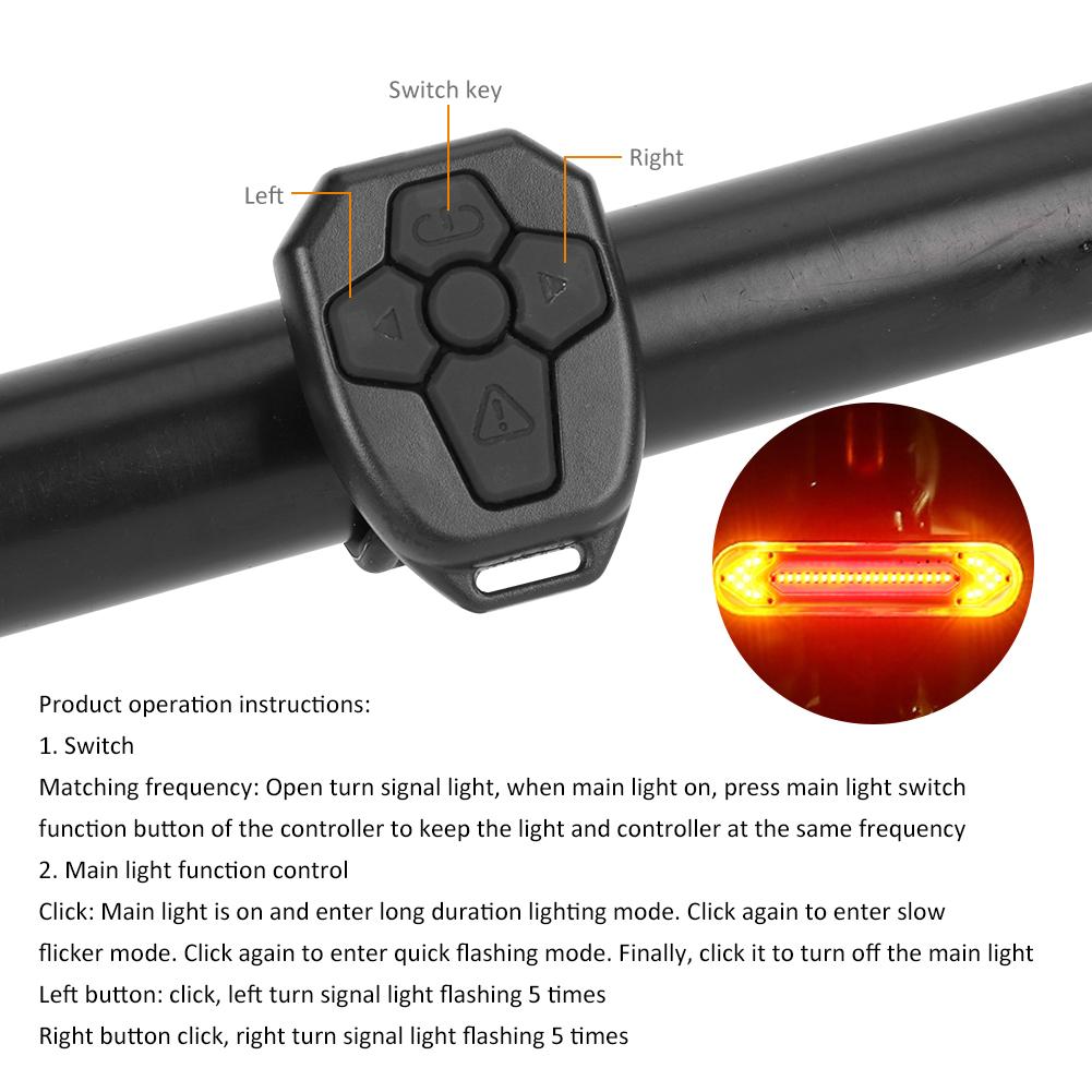 BK600 Mountain Bike USB Charging LED Wireless Remote Safe Warning Turn Tail Light Bicycle Cycling