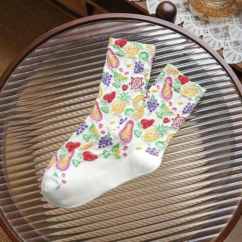 Women's Mid-calf Socks, Autumn Thin, Trendy and Versatile Long Calf Socks, Ethnic Style Retro Socks
