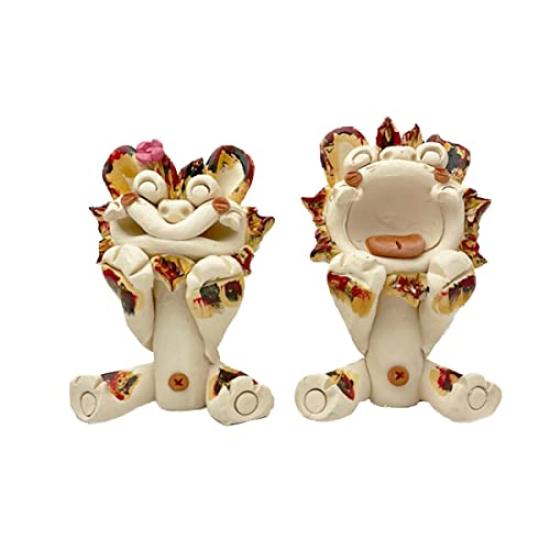 

Сувенир из Окинавы, фигурка Шиса, мини-пара для входа, неглазурованный цветок для мастерской, цветок Шиса (цветной)