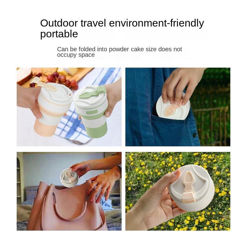 350ml Camping Telescopic Folding Athletic Outdoor Activitys Kitchen Dining Collapsible Silicone Cup Coffee Cups Drinking Mug