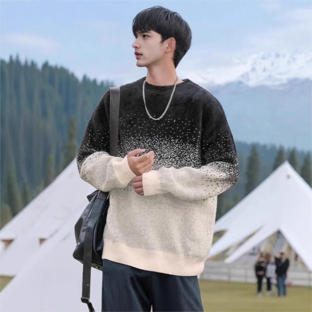 

Высококачественный свитер с градиентом: Повседневная теплая уличная одежда для пар, тренд осень/зима Medium чёрный