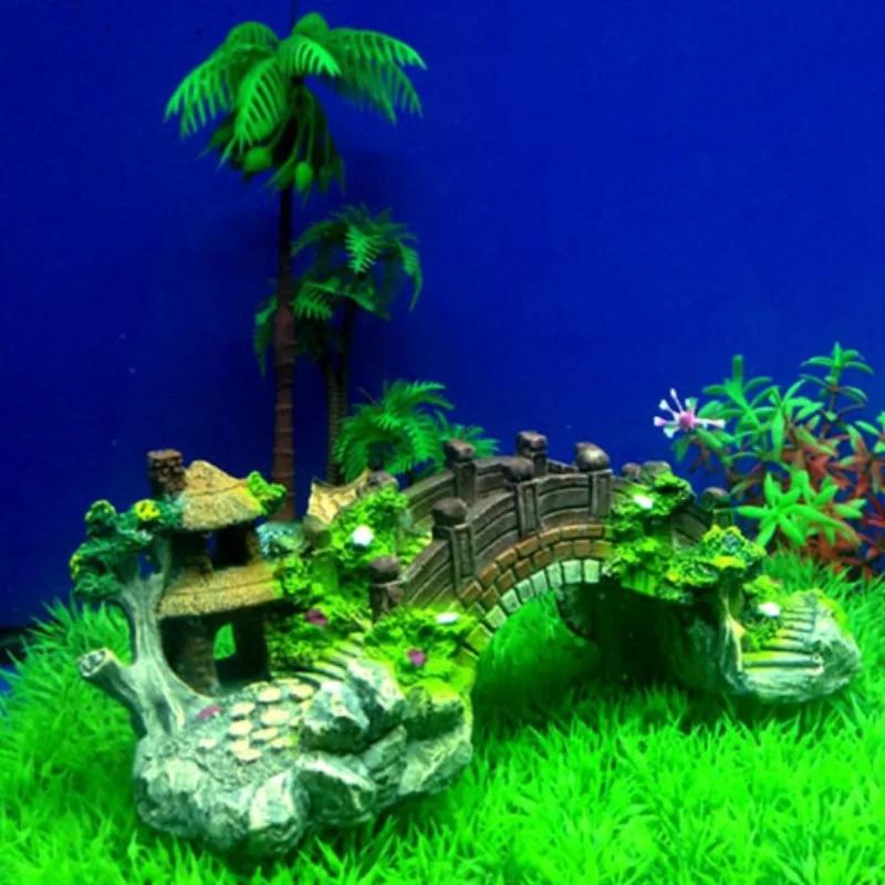 Simulation Cave Aquatic Pet Fish Resin Bridge Miniature Resin Landscapes Decoration  Accessories Ornament For Fish Tanks