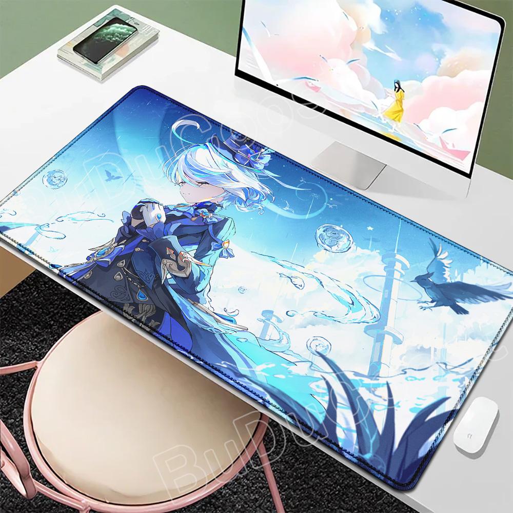 Neu eingetroffen Anime-Mädchen Furina Mauspads XL Genshin Impact Kawaii Mauspads Großes Gaming-Mauspad Tastatur Gummi Rutschfeste Schreibtischmatte