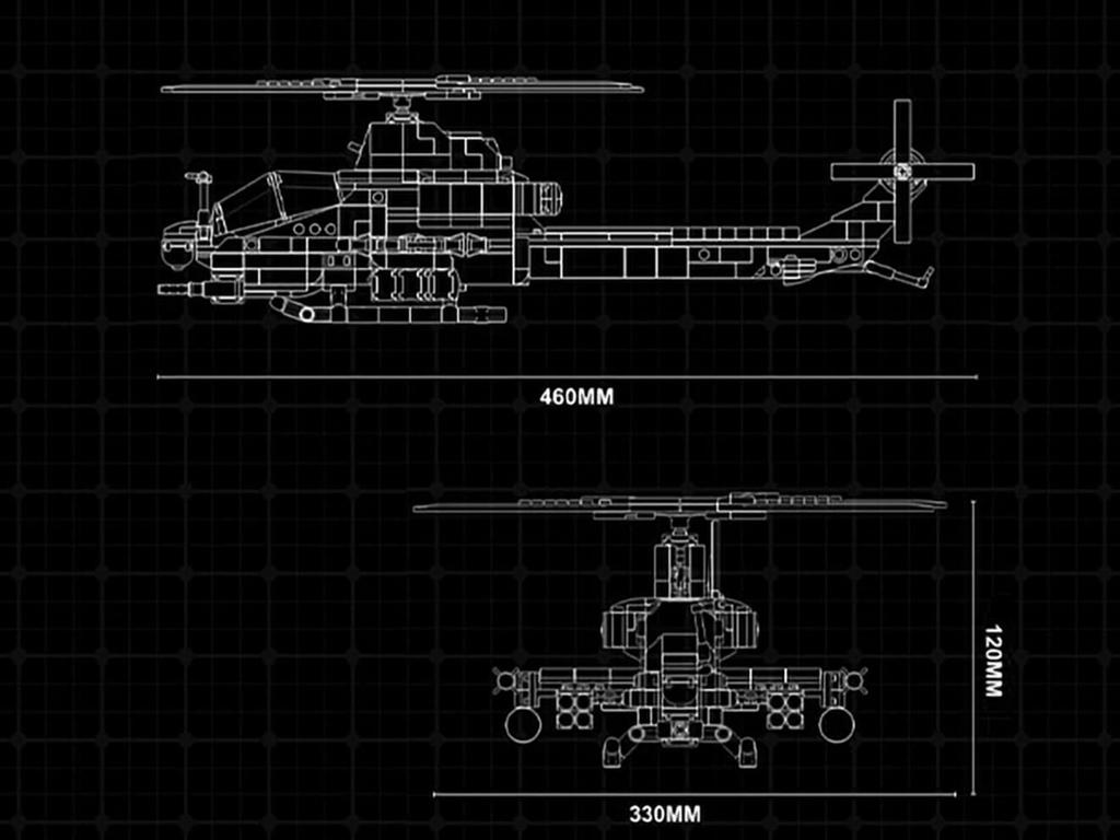 AFM Viper Attack Helicopter 576Blocks AH-1Z