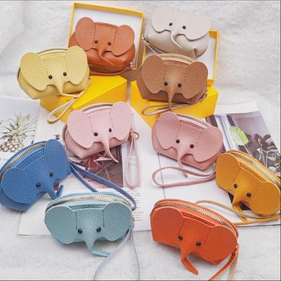 Borsa porta soldi in pelle PU con elefante, porta monete da donna con portachiavi, borse portaoggetti con cerniera multifunzionali, custodia per chiavi