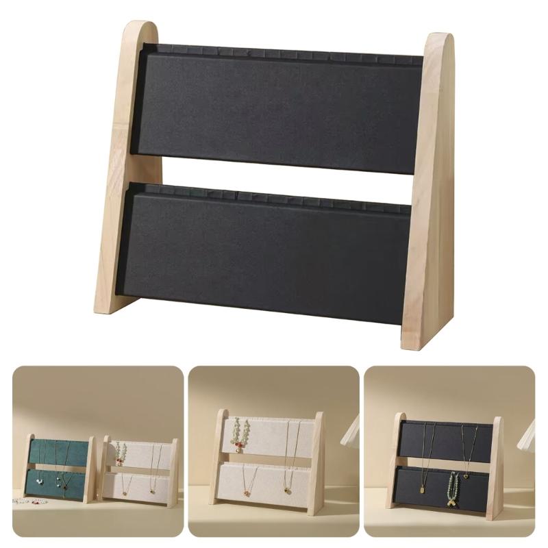 Soft Mat Necklace Display Stand Functional Wood Necklace Holder Organizers Rack For Jewelry Display And Storage