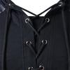 Men Winter Drawstring Vintage Leather Patchwork Long Sleeve Hooded Tops Blouses