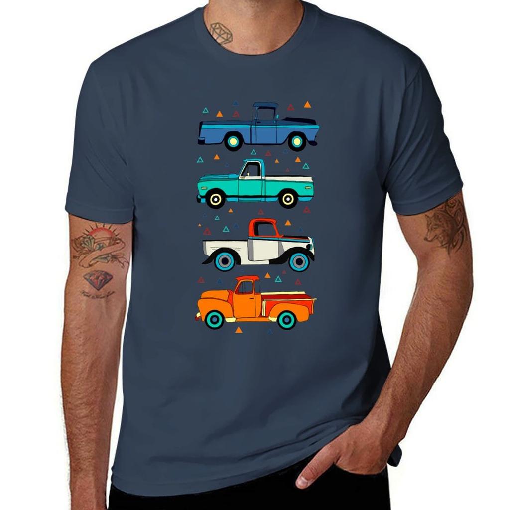 Bright Vintage Trucks Tshirt Basic Plain Tee For Spring And Summer