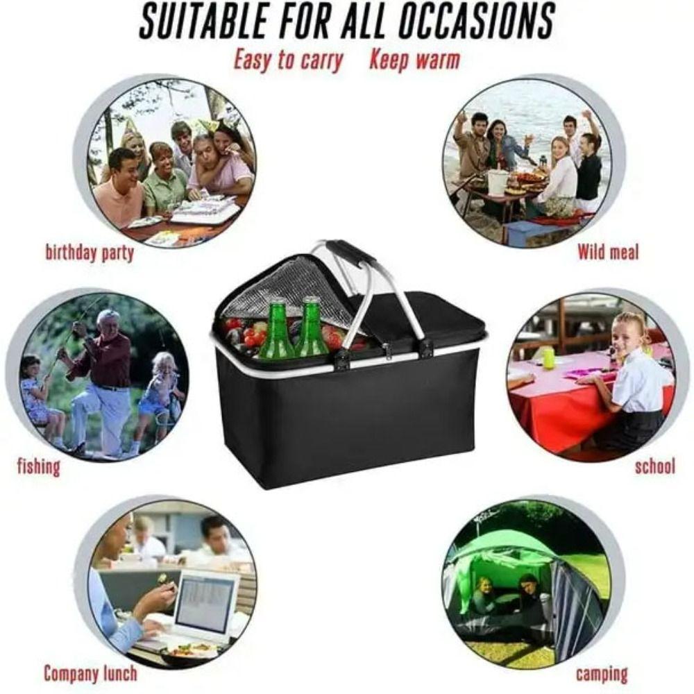 Foldable Picnic Food Bag 30L Thermal Insulated Bag Trunk Storage Box Insulation Storage Basket Car