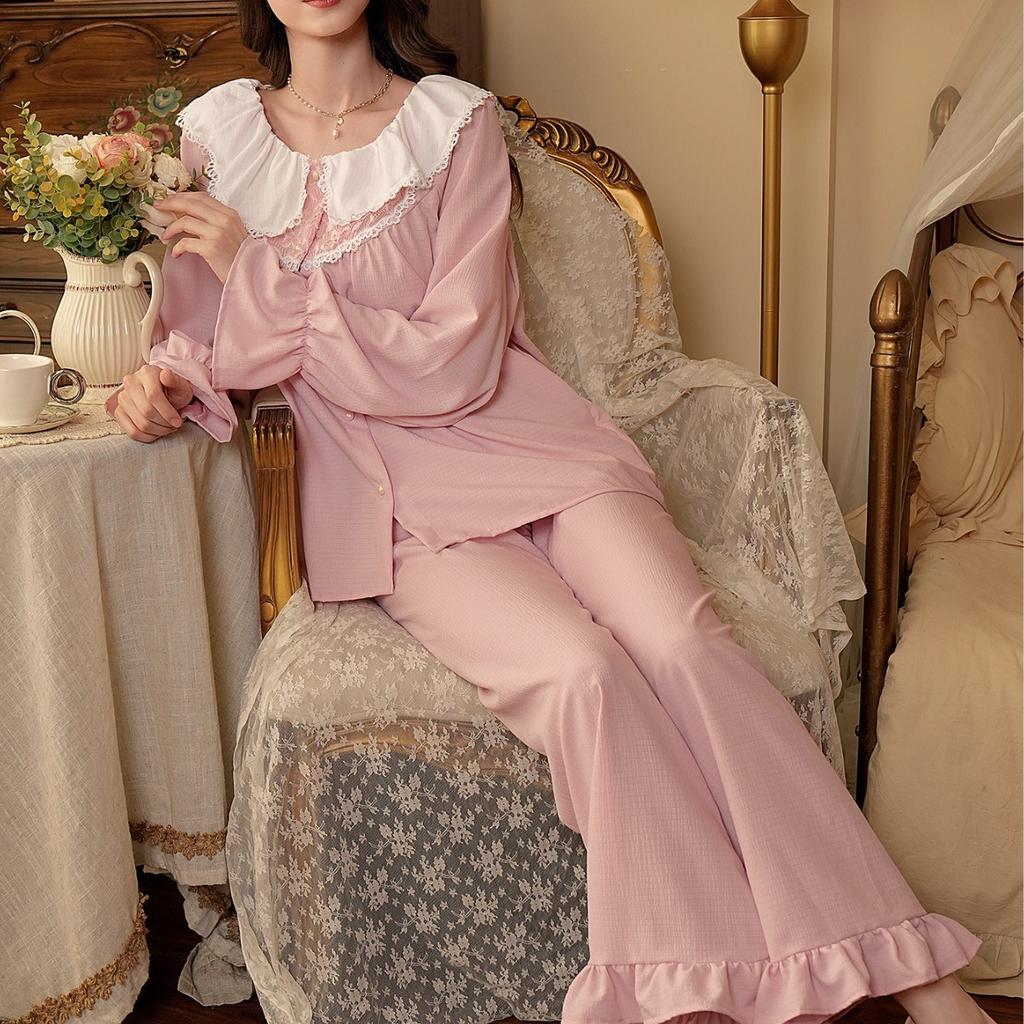 Spring/Summer Sleeveless Boat-Neck Loose-Fitting Comfortable Retro Style Sleepwear for Women