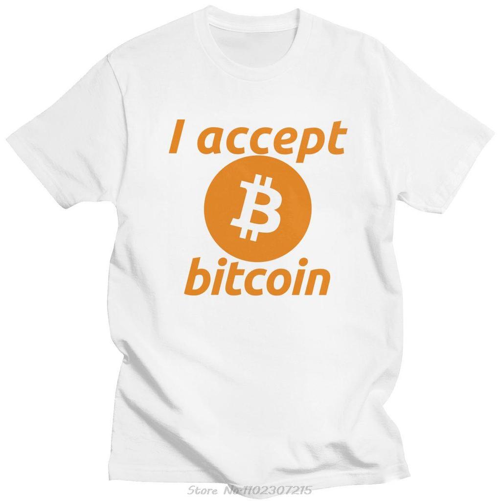 Cool I Accept Bitcoin T Shirt Men's O-neck Short-Sleeve Cryptocurrency Printed Tshirt Pure Cotton Streetwear Blockchain Tee Tops