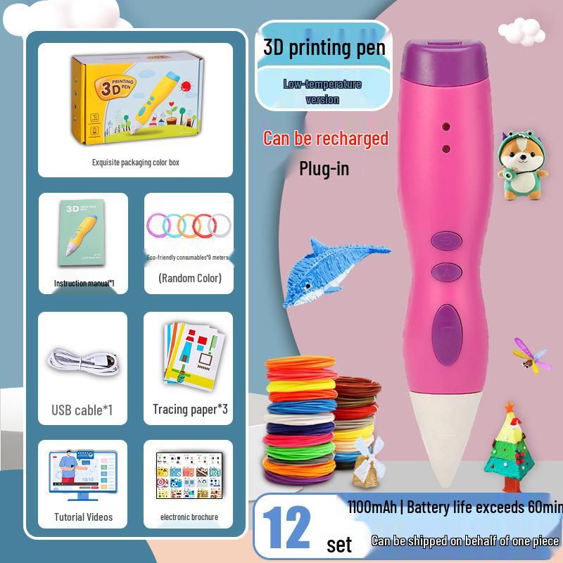 Rechargeable Low Temperature 3D Printing Pen for Kids - 1100mAh PCL Children's Day Gift
