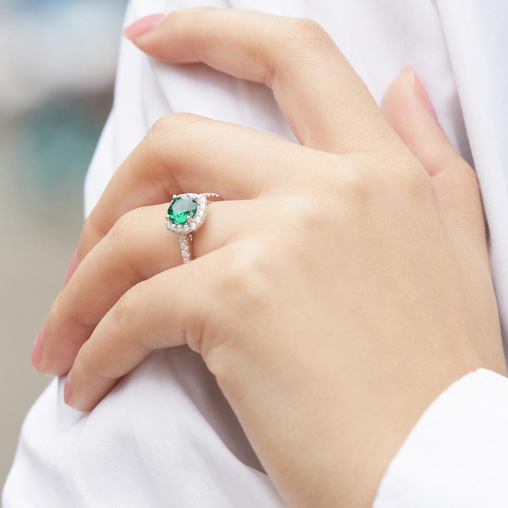 925 Sterling Silver Women's Opal and Red Corundum Zircon Gemstone Index Finger Ring
