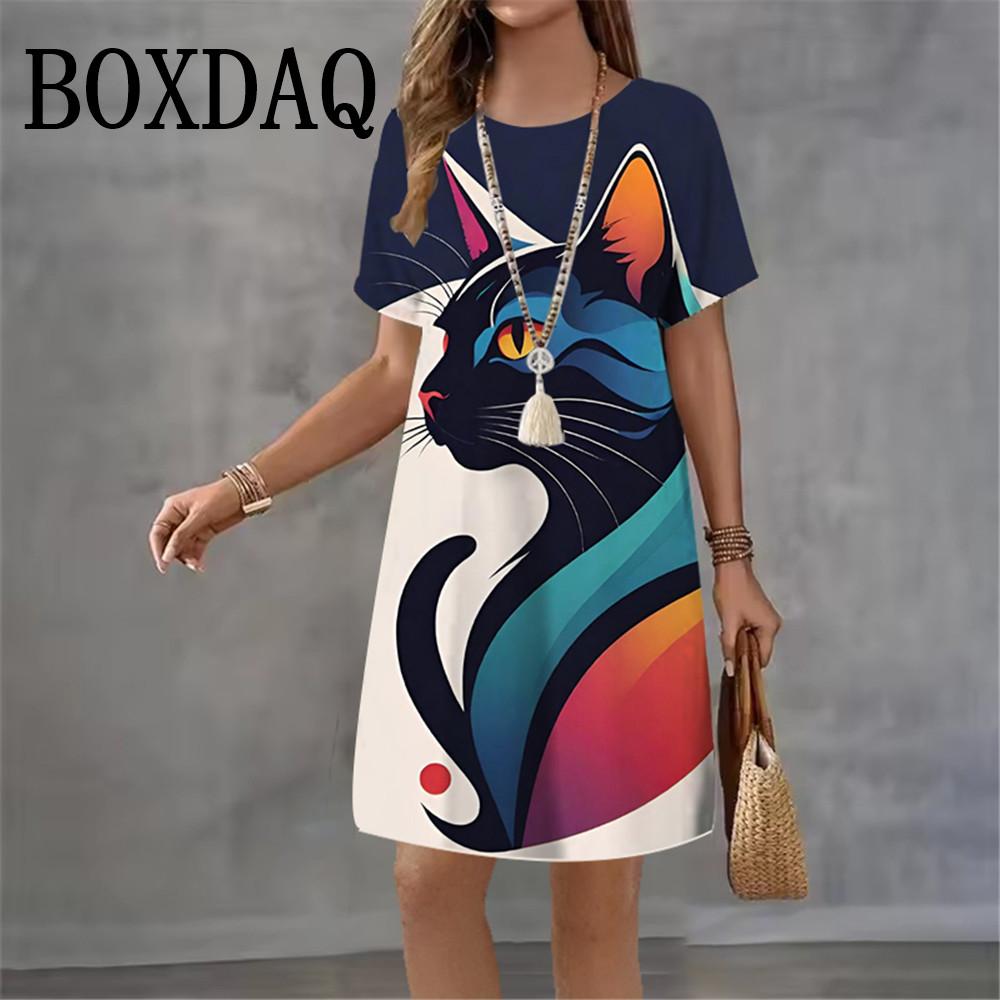 Casual Loose Short-sleeved Dress Fashionable Versatile Comfortable Casual Dresses