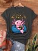 Axolotl Relaxing Print Tshirt Short Sleeve Crew Neck Casual Top For Summer Cartoon Humorous Animals Unisex Unisex Tshirts