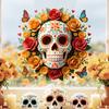 Artistic Style Sugar Skull Halloween Static Sticker Decoration for The Living Room, Balcony and Windows