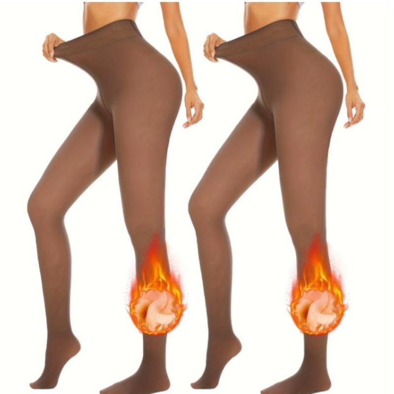 Women's Winter Warm Tights, High-Waisted Fleece-Lined Leggings, Flight Attendant Gray Sheer Thick Thermal Leggings, Slimming Full-Length Socks