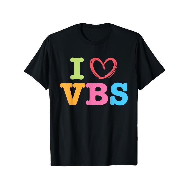 

Я люблю VBS Я люблю Летнюю Библейскую Школу Команда Изучение Библии Футболка Удобная Футболка Футболка с Графическим Принтом Всесезонная Футболка для Повседневных Активностей на Открытом Воздухе S чёрный