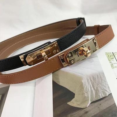 1PC Nouvelle Mode Rétro Cuir Véritable Réglable Boucle Dorée Ceinture Femmes Mince Ceintures Cuir Vache Femelle Jeans Robe Ceinture