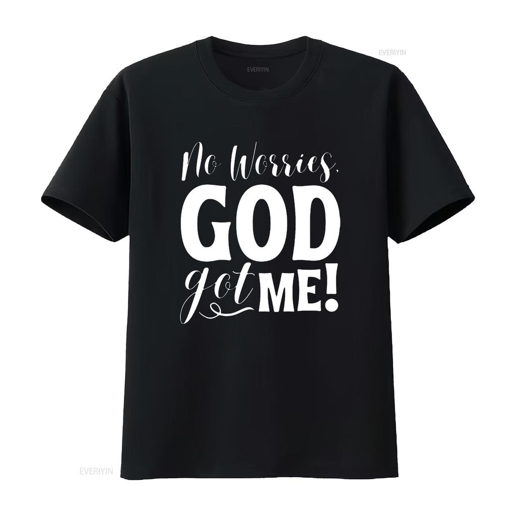 No Worries God Got Me African American Christian Quote T Shirt Vintage Washed Casual Breathable Soft Fashion Stylish Versatile