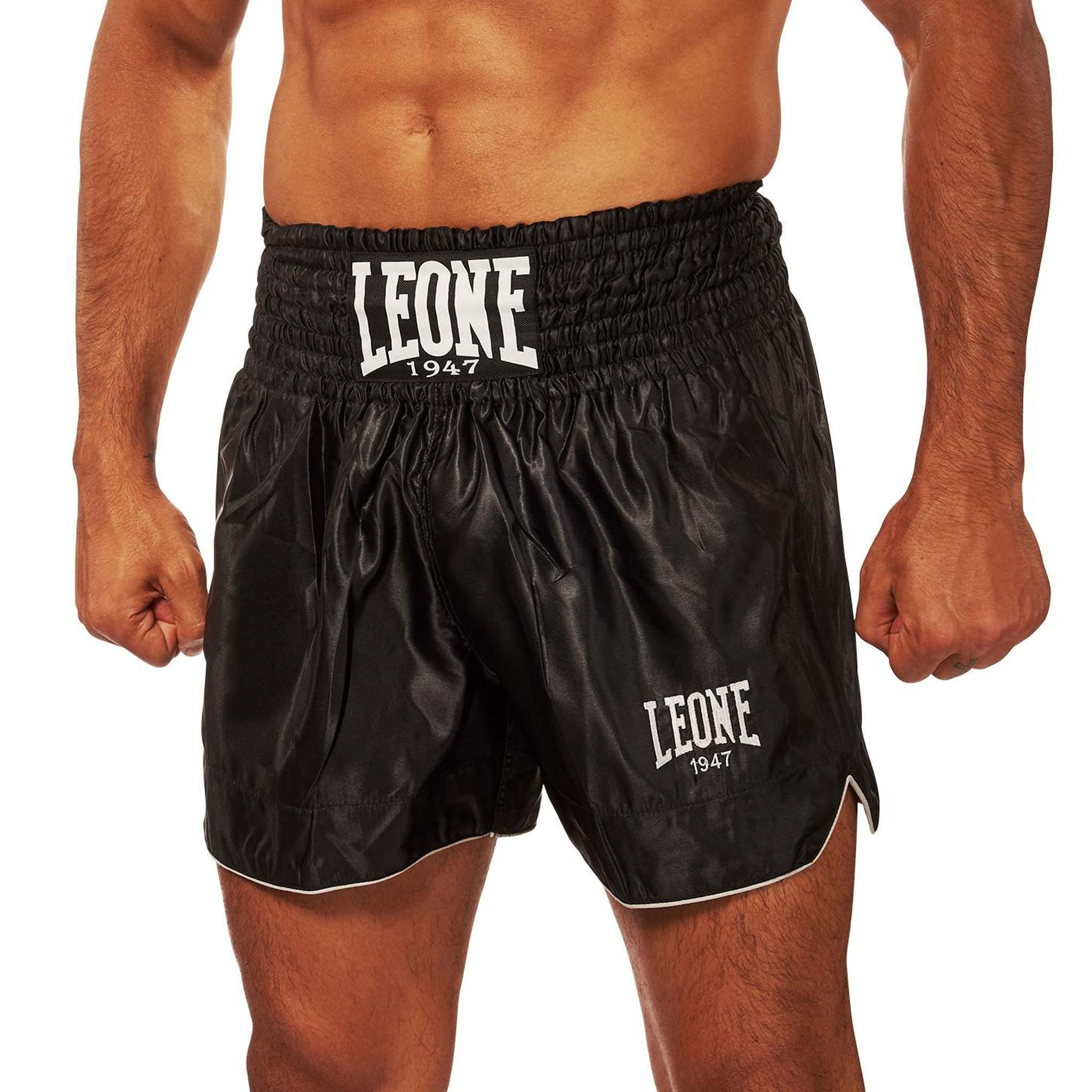 

LEONE 1947 Kickboxing and Muay Thai Pants, Unisex [BASIC], Satin, Lightweight, Martial Arts Training, XXL Size/Black, AB766 [Authentic]