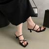 Fashion French Niche High-heeled Sandals Summer Fashion Vintage Square Toe Thin Strap Open Toe Stiletto Roman Sandals and Slippers