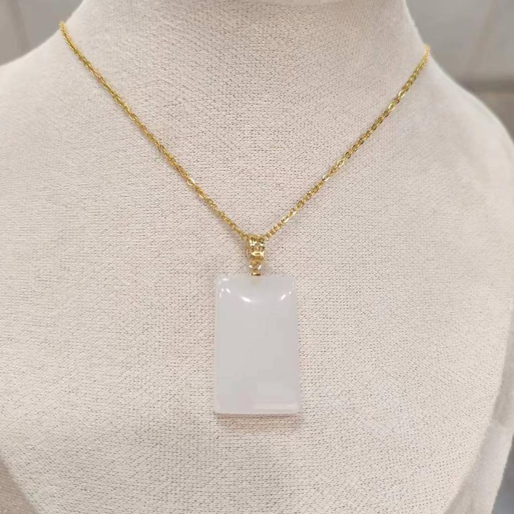 Light Luxury Hetian Jade No Matter Brand Necklace Female Retro Design Simple And Versatile Jade Pendant Accessories