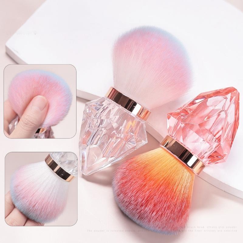 Multipurpose Nail Powder Remover Brush for Home Salon Use Nail Art Dust Brush with Crystal Shape Handle Makeup Brushes