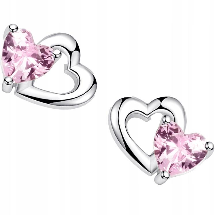 Earrings With S925 Cubic Zirconia Hearts, Crystals, Stud