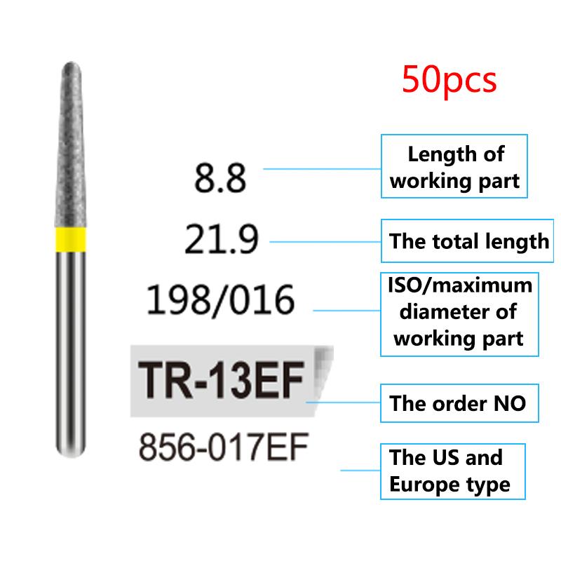 50Pcs Dental Diamond Burs Drill FG 1 6Mm For High Speed Handpiece Denspay Polishing Whitening Lab Material