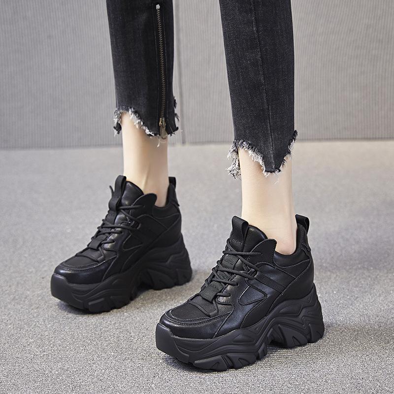 Inner Height Increase Thick Sole Spring and Autumn New Dad Shoes Casual Single Shoes Small Man