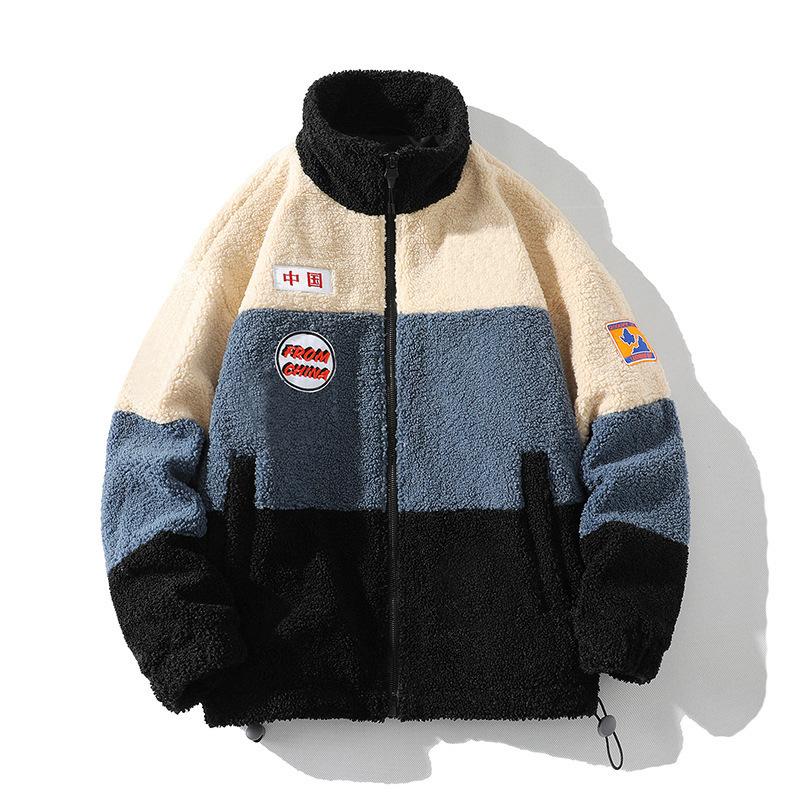 Abrigo de Moda de Lana de Cordero de Otoño e Invierno para Hombre, Tendencia Urbana, Cálido, Casual, Color Mezclado