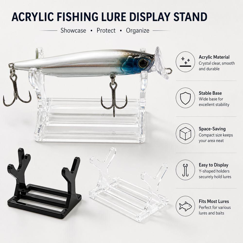 Support Rack Structure Fishing Lure Display Stand Acrylic Bait Display Shelf For Fishing Store