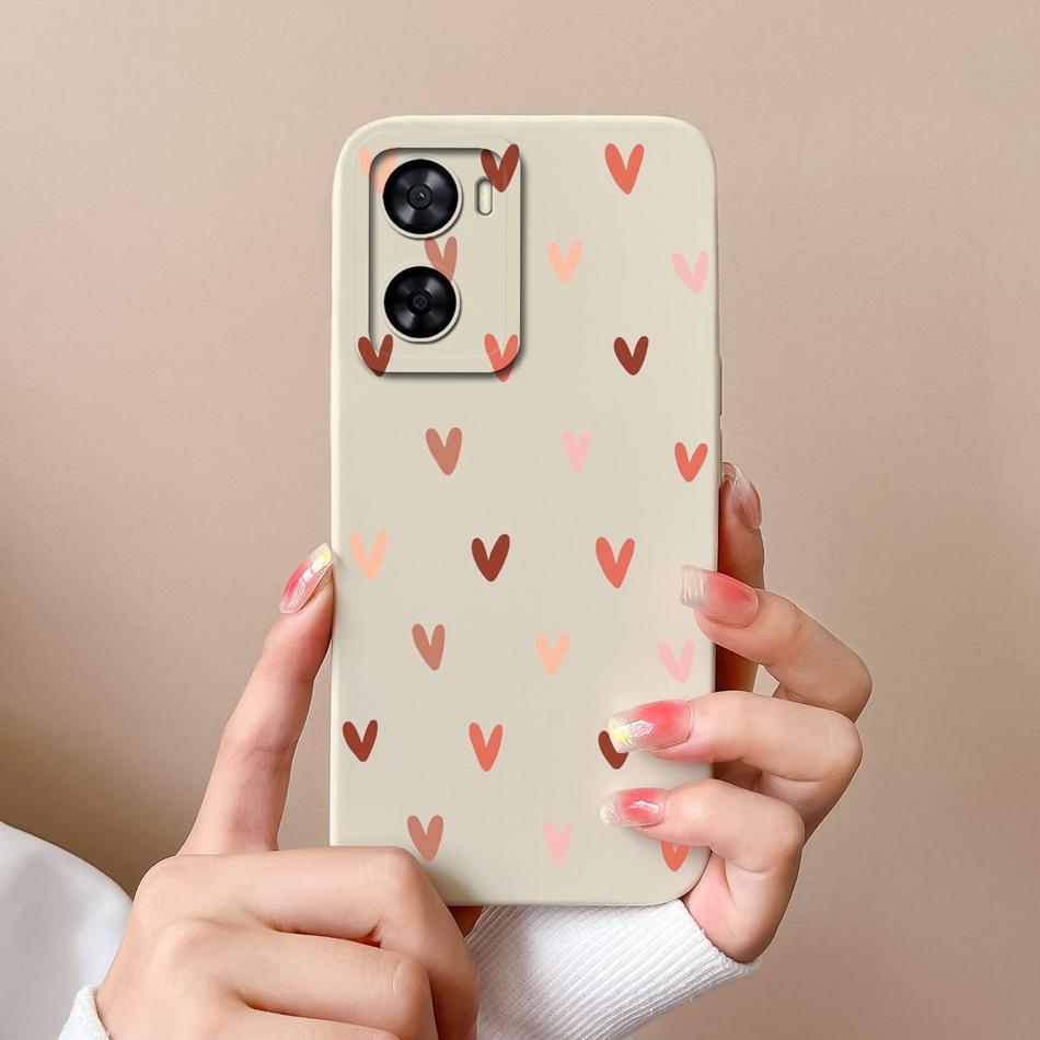 For Oppo A57 A57S A57E Phone Case For Oppo A 57 4G 5G Funda Love Heart Camera Protection Liquid Silicone Anti Drop Back Covers