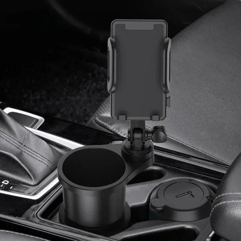 Auto Getränkehalterung Erweiterung mit Auto Handyhalter 360° Drehung Getränkehalterung Erweiterung Smartphone Auto Innenraumzubehör