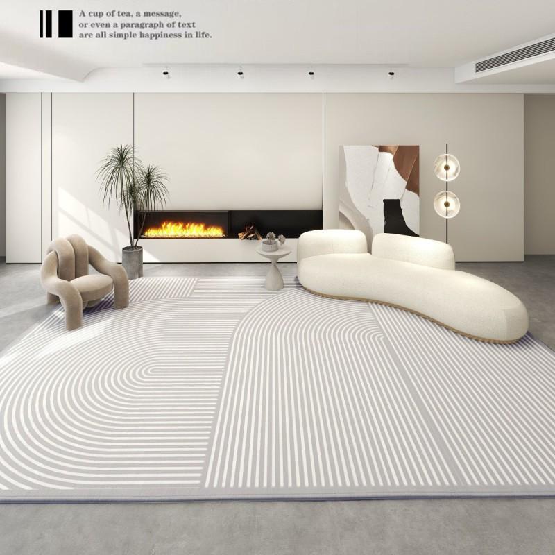 Modern Creamy Minimalist Area Rug Living Room Bedroom Soft Plush Loop Pile Non-Slip Floor Mat Easy Care