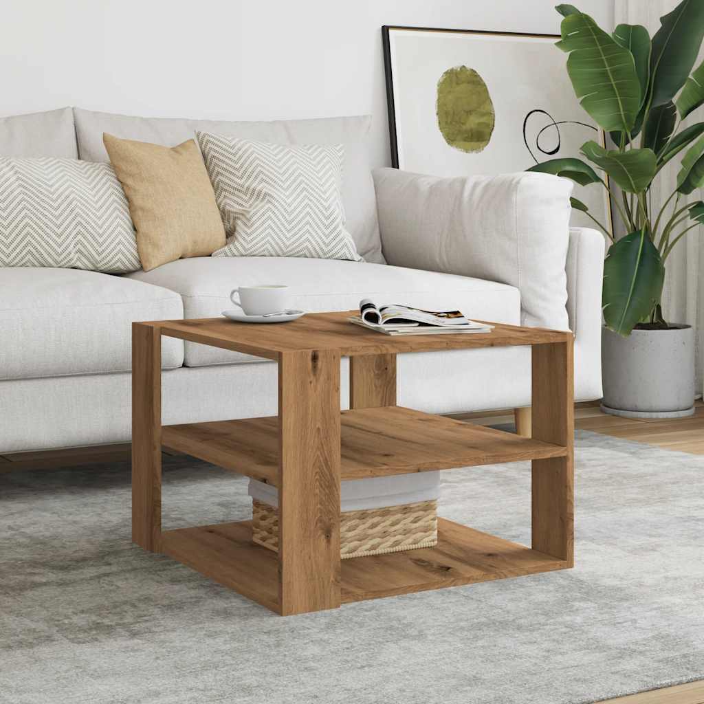  Coffee Table, Artisan Oak 58x58x40 Cm, Wood-based Material