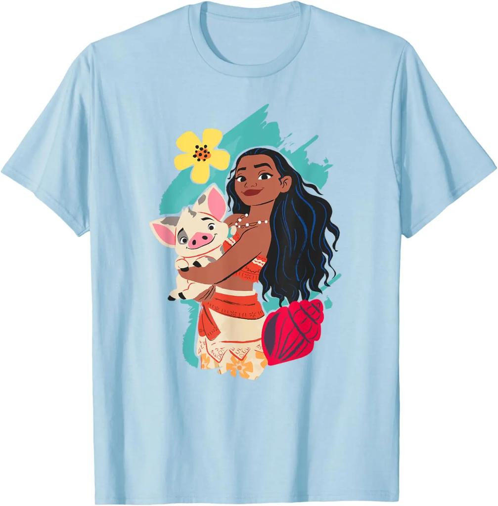Hot Fashion Casual Disney Princess Moana and Pua T-Shirt S-4XL Four Seasons