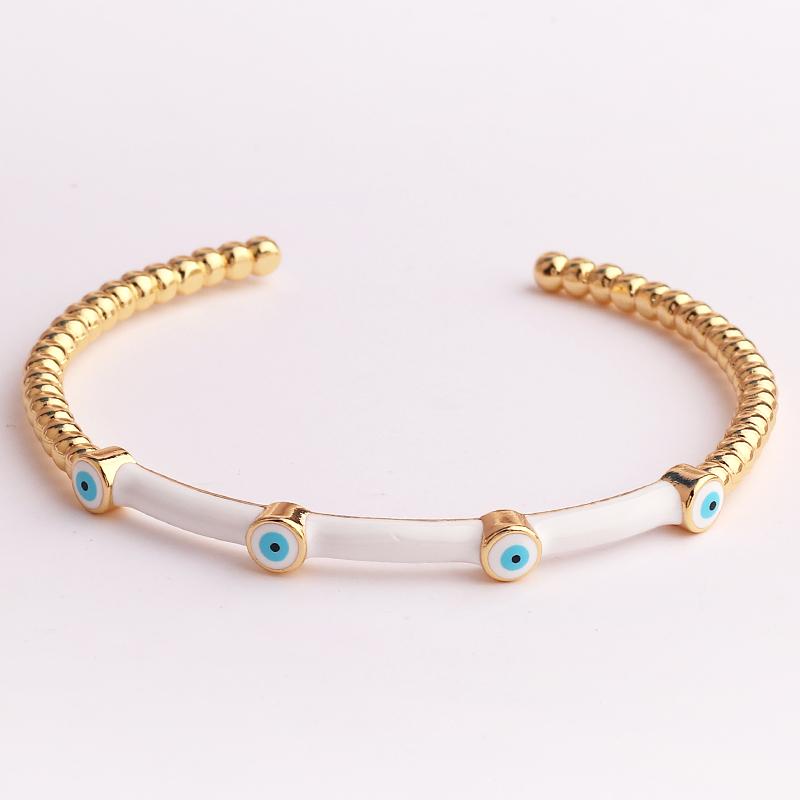 High Quality Fashion Drip Oil Hand Jewelry Gold Color Colorful Enamel Turkish Lucky Evil Eye Bangle Bracelet For Women