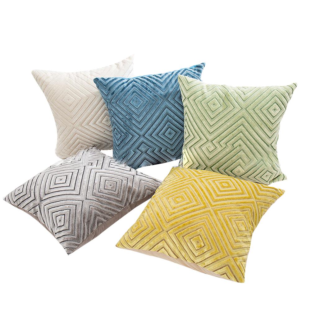 Flocking Geometric Strips Pattern Throw Pillow Cover without Filling Home Decoration