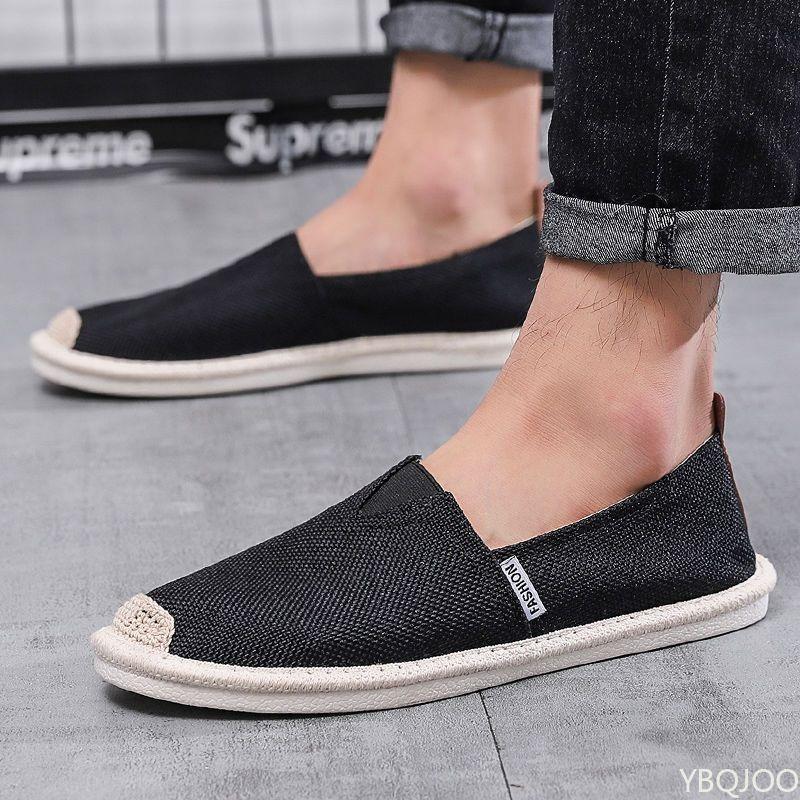 Fashion Men's casual shoes breathable flat shoes spring summer linen canvas simple comfortable lazy breathable  men's shoes