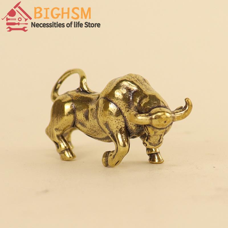 1 Stück Glückliches Kupfer Tierfigur Miniatur Ornament Messing Stierkampf Statue Für Heim- & Büro-Schreibtischdekoration