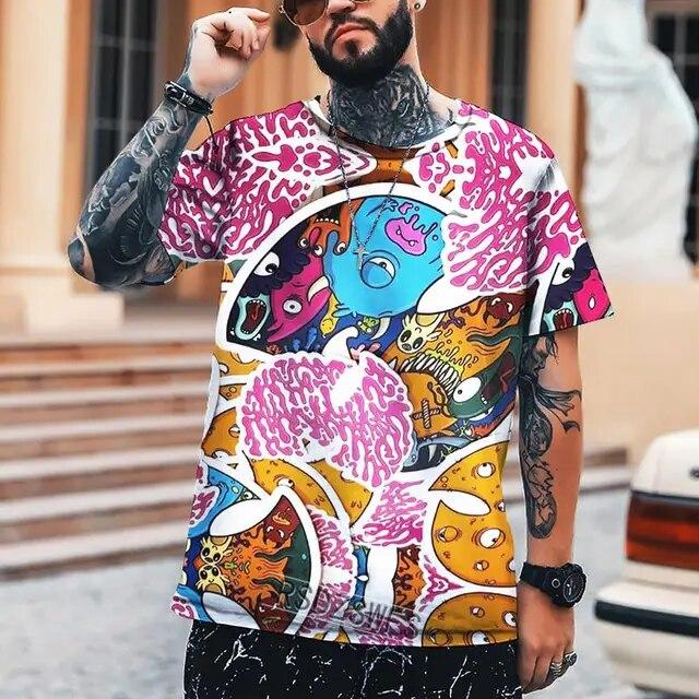 Letní pánské tričko Umění různých rozměrů 3D tisk Pánské topy Humorné Abstraktní Vtipné Šití Vysoká kvalita