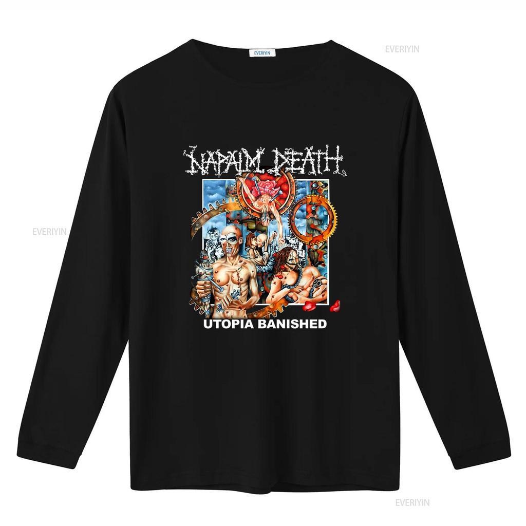 2 Sided Napalm Death Utopia Banished T Shirt Punk Rock Art Print vintage Washed Casual Stylish Top For Everyday Wear fashion