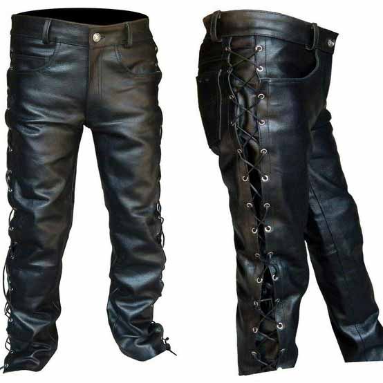 Harvest Day Heren Plus Size Dunne Casual Monochroom Zwarte Strappy Casual Leren Broek XL zwart